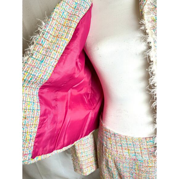 Vintage Newport News Sz 12 Pastel Tweed 2 Pc Suit Fringe Y2K Legally Blonde - Picture 14 of 16
